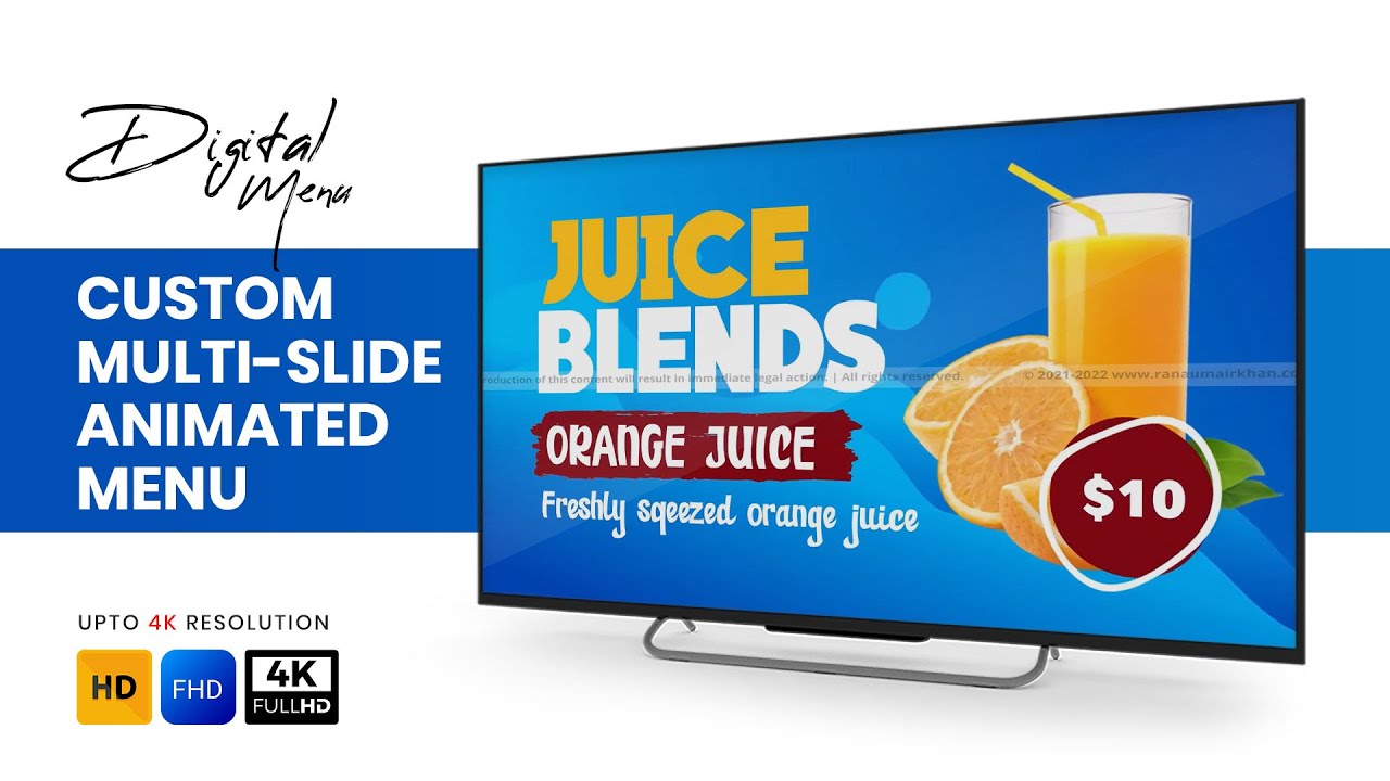 Custom Animation | Horizontal Screen | Digital Menu | Digital Signage ...