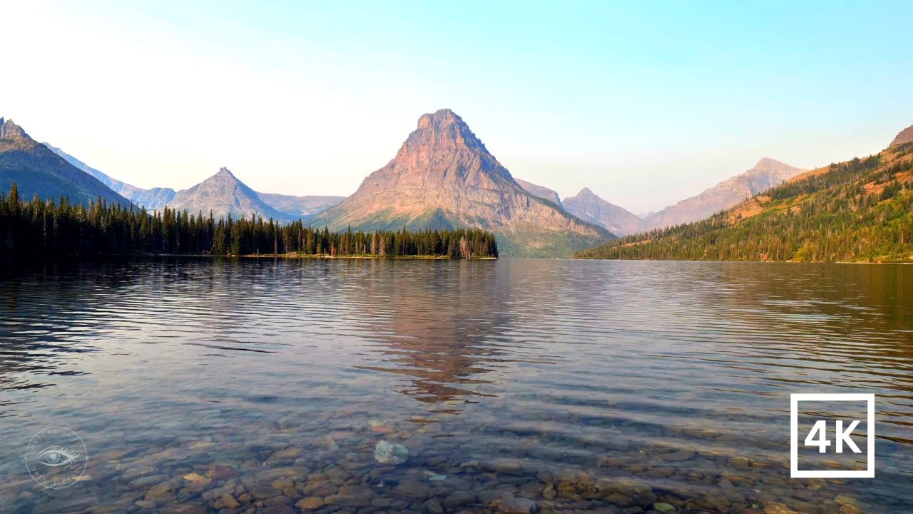 4K Two Medicine Lake Ambience | Glacier National Park | Relaxing Waves for Sleeping | Nature Sounds
