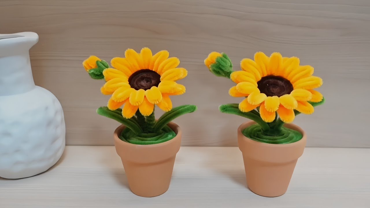 diy-sunflower-how-to-make-easy-sunflower-in-pot-pipe-cleaner