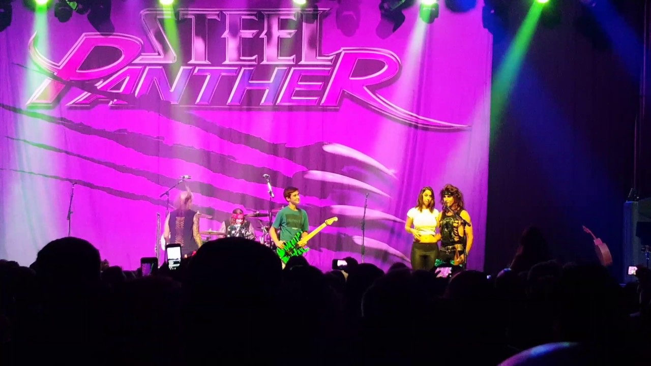 Steel Panther stage fun with groupie and Aidan Fisher. 7/14/17 YouTube