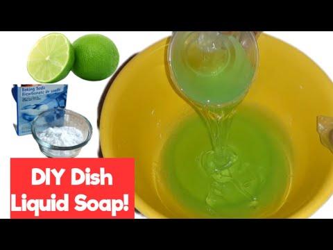 DIY Liquid Dish Soap with Lemon and Baking soda! #howtomakeliquiddishwashathome, #soapmaking