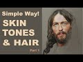 Pastel Portrait Tutorial ~  What colours to use for skin tones and hair. Portrait of Jesus. Part 1.