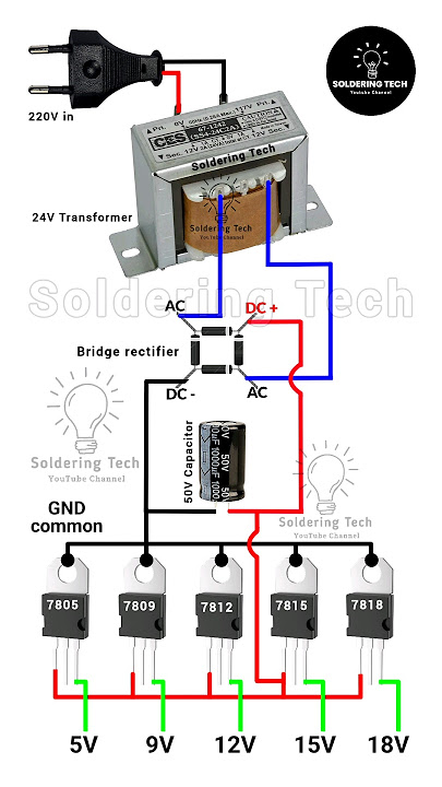 Cara membuat power supply 5V, 9V, 12V, 15V, 18V #shorts #diy #viral