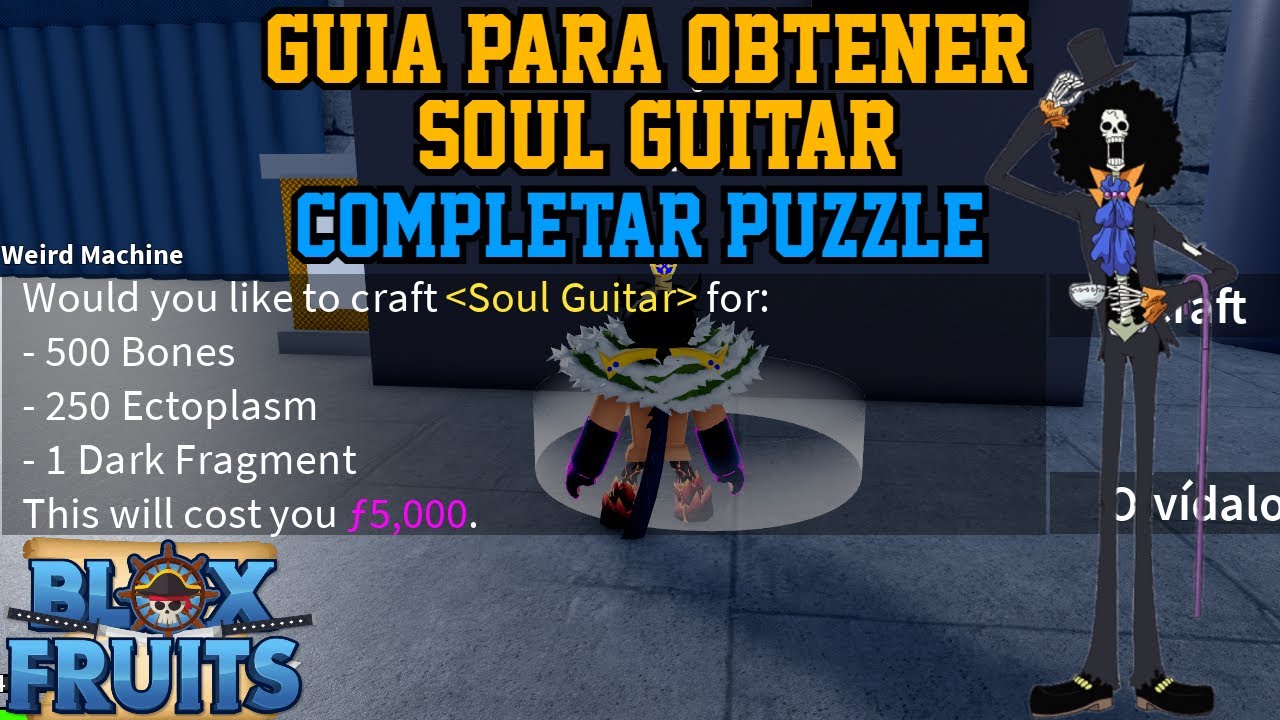 SHOWCASE DA SOUL GUITAR E COMO CONSEGUIR ELA NA NOVA UPDATE 17.3 DO BLOX  FRUITS * PUZZLE SOUL GUITAR 