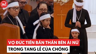 Vợ Đức Tiến bần thần bên ái nữ trong tang lễ của chồng, cúi người cảm ơn đồng nghiệp