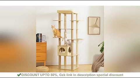 Multi-Level Cat Tree for Indoor Wood Cat Tower with Scratching Posts Spacious Condo Hammock Top Perc