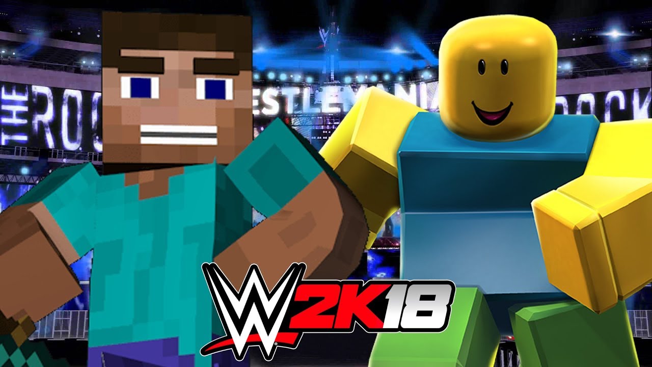 Minecraft Steve Vs Roblox Noob Wwe 2k18 Gameplay Youtube - how to set lights in wwe2k18 roblox youtube