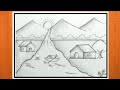 Learn to draw natural landscape  how to draw beautiful landscape pencil sketch  pencil drawing