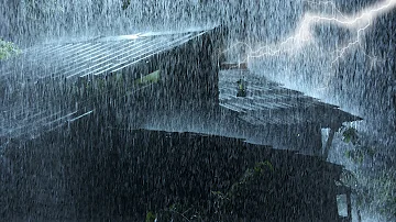 ⚡ Strong Rain Thunderstorm Sounds for Sleeping | Heavy Rain & Intense Thunder on Old House at Night