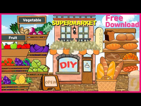 मुफ्त मुद्रण योग्य DIY पेपर सुपरमार्केट | Download बच्चों के लिए पेपर सुपरमार्केट खेलने वाले खिलौने