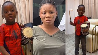 ACTRESS WUMI TORIOLA'S SON DISPLAYING HIS TALENT AS A DRUMMER