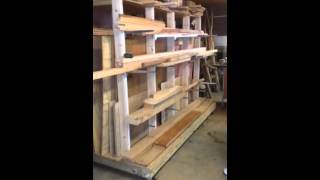 Make a rack on wheels to store all your lumber, including plywood.