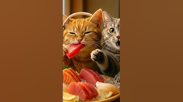 Sashimi ASMR 🍣 The Cutest Cat Mukbang You’ll Ever See 😻🎧 #cat #asmr #cute #kitten