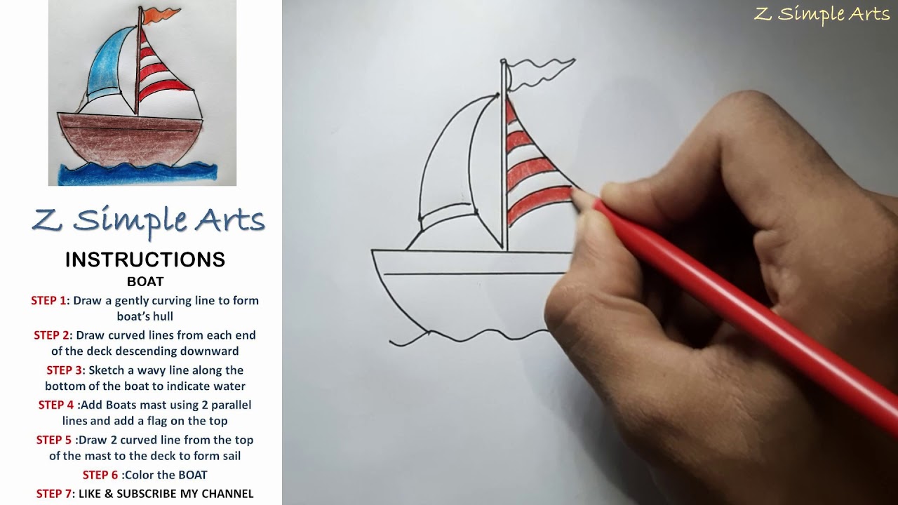 HOW TO DRAW A BOAT - YouTube