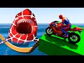 Gta v new epic parkour race for car racing challenge by cars and motorcycle founded spider shark