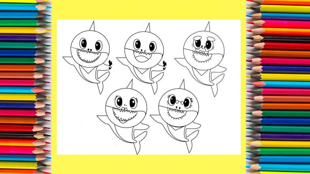 Coloring Baby  Shark Family  Pinkfong coloring  pages  🎨baby shark coloring book