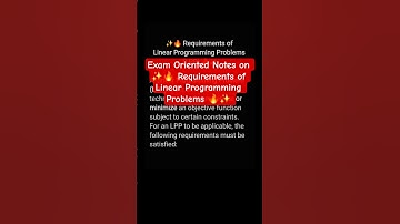 Requirements of Linear Programming Problems | Operations Research (OR) Simplified| BCom BBA #shorts