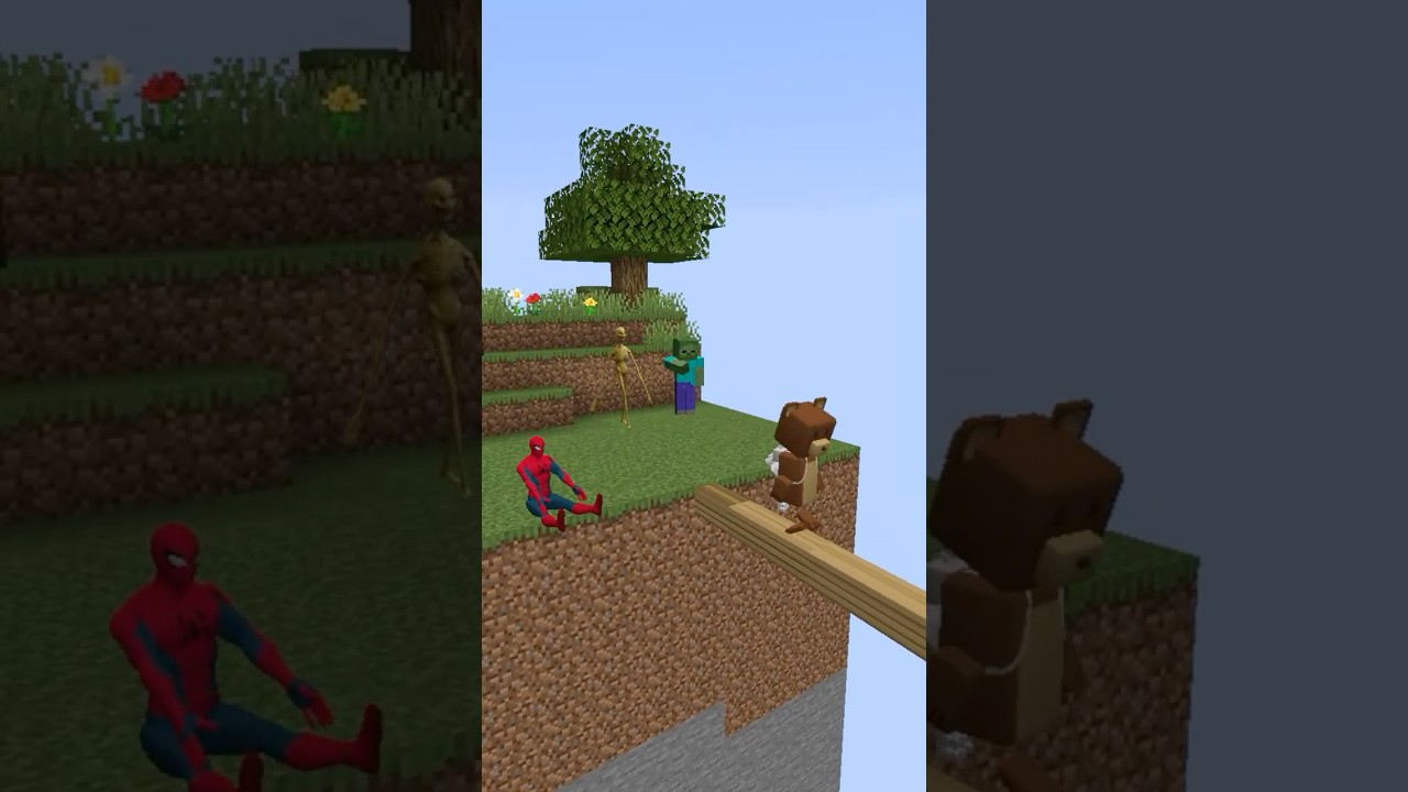 Minecraft'ta Süper Ayı vs Verity Köprü Geçme Yarışı !! #shorts