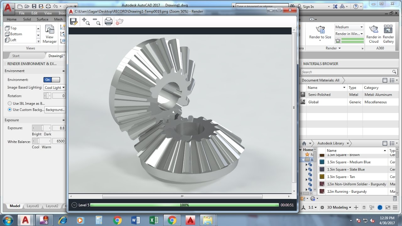 Making 3D Bevel Gear model by Sweep (Scale) Command - Autocad 2017