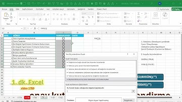 Excel 1 Dakika - onay kutusuna göre renklendirme