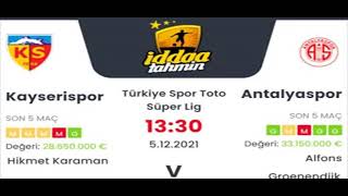 Kayserispor Antalyaspor İddaa Tahminleri 5 Aralık 2021 #iddaa