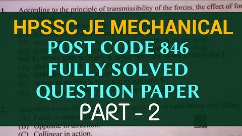 HPSSC JE Mechanical post code 846 Exam held on 7 March 2021||  #hpgk #hpjemechanical #hpssc #hpsssb