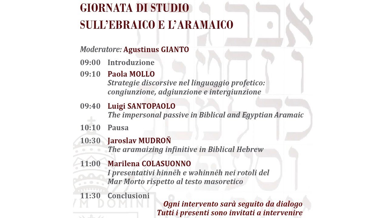 GIORNATA DI STUDIO SULL’EBRAICO E L’ARAMAICO - YouTube