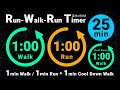 25-Minute Run-Walk-Run Timer: 1min Walk / 1min Run + 1min Cool Down (No BGM)