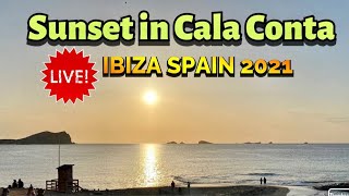 Live sunset in Cala Conta (Cala Comte) Ibiza Spain.