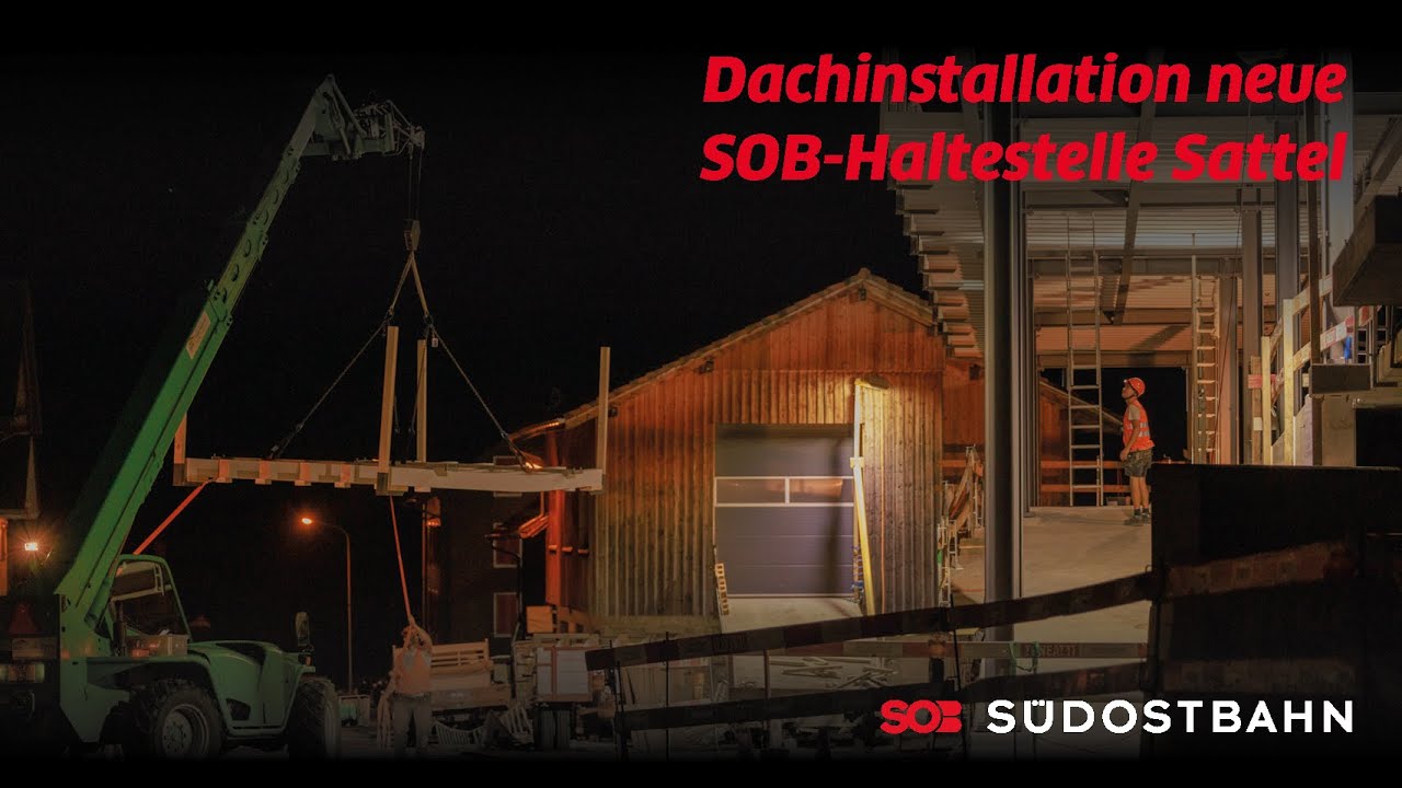 Dachinstallation neue SOB-Haltestelle Sattel