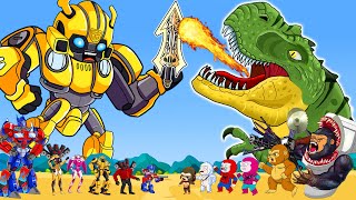 Monster School: Bumblebee and the god of swords fight dinosaurs - Skibidi, Kong, Titan Speaker