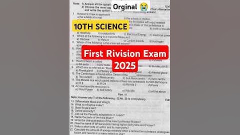 10th Science first Revision Question Paper 2025 | 10th Science first Revision Exam Questions