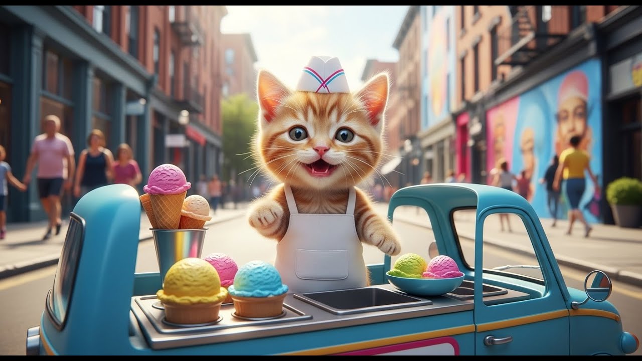 OMG! Baby Cat Runs An Ice Cream Truck! 🍦💸 | Secret Gift for Mama Cat!