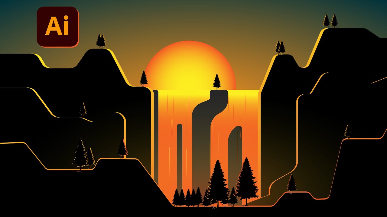 Flat Illustration design | Valley - Adobe Illustrator Tutorial - YouTube