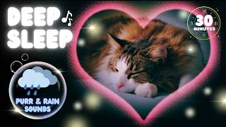 Deep Sleep Sounds | Cat Purring & Gentle Rain Sounds for Relaxation (30 min)