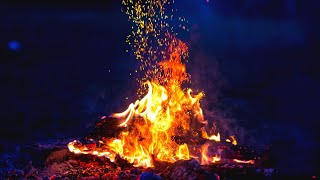 Campfire Ambience with nature sounds and 528 hz meditation music