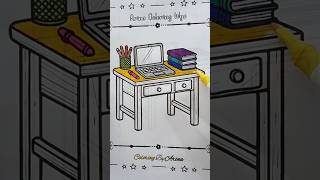 Coloring a Desk with Laptop and Books Relaxing Coloring Page
