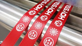 how to print embossed on ribbon satin via full auto screen printing machine