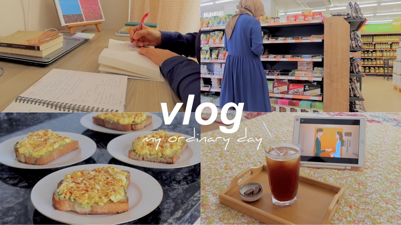 05:30 verimli bir sabah, yabancı dil çalışmak, avokado tost tarifi, market alışverişi, akşam rutinim