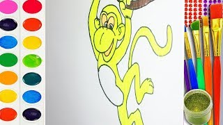 How to Draw Color a Monkey Coloring Pages |  Learn Colors for Kids