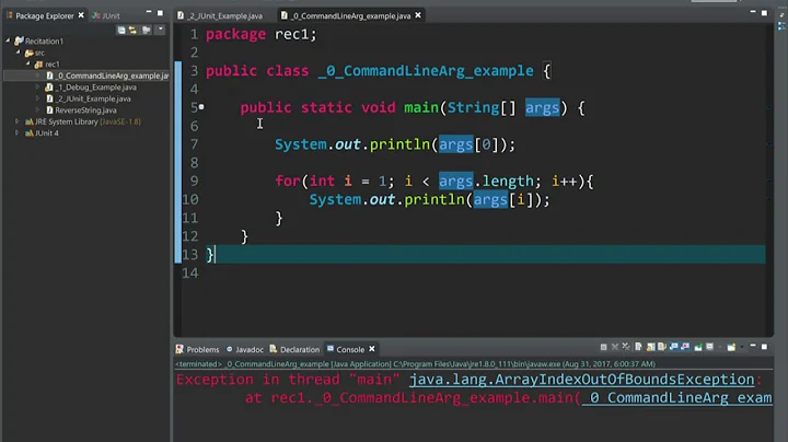 Adding command line arguments in eclipse