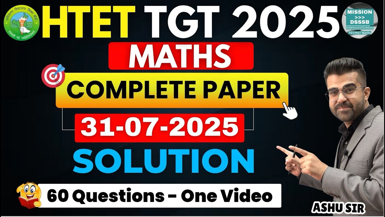 HTET TGT Maths 2025 Solution Complete 60 Questions - YouTube