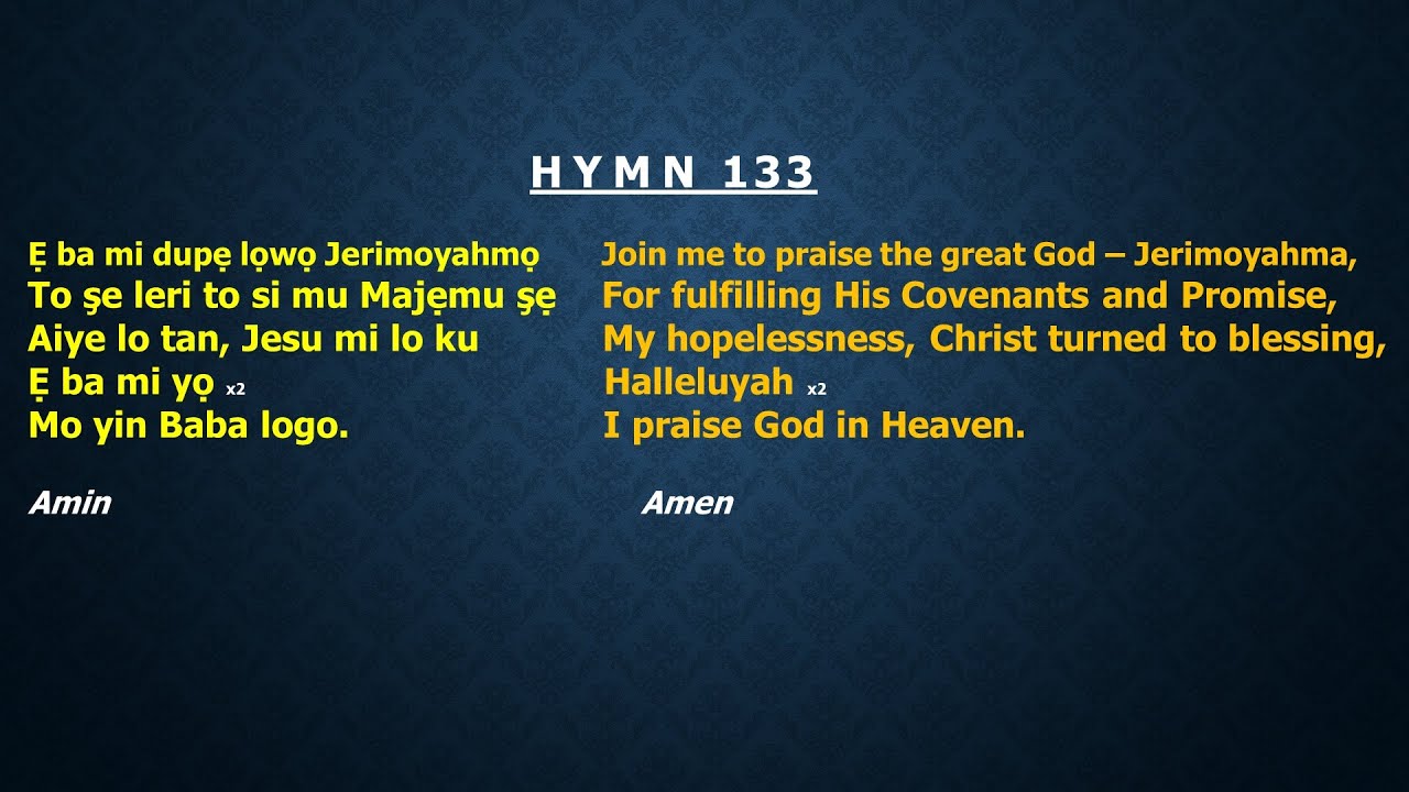 CCC Hymn 133 (join me to praise the Great God), CCC Redemption Parish ...