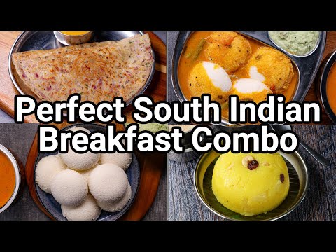 Instant South Indian Breakfast Combo Meal - Instant Idli Dosa Sambar & Kesari Bath | Breakfast Meal | Hebbar | Hebbars Kitchen