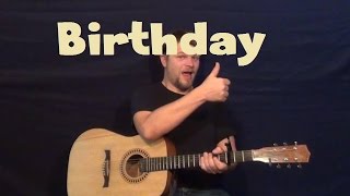 Video thumbnail of "Birthday (The Beatles) Easy Strum Chord Guitar Lesson Licks TAB"