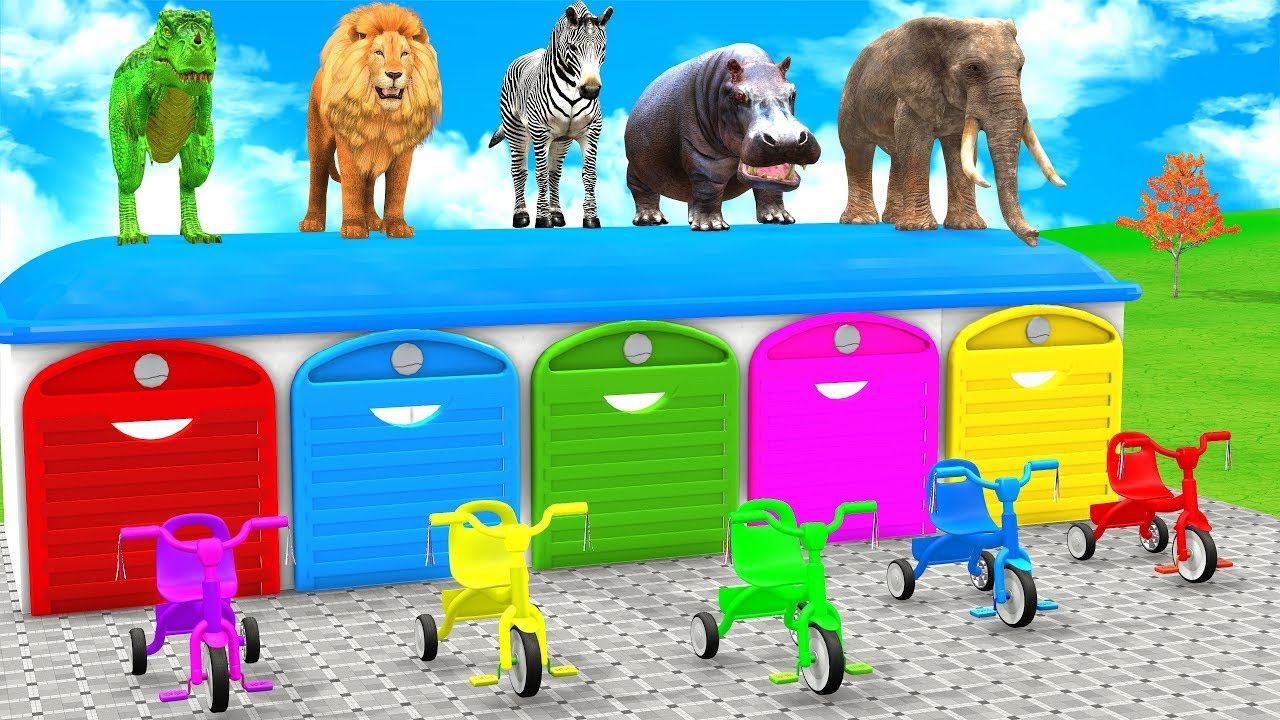 Long Slide Game With Zebra Elephant Gorilla Hippopotamus Tiger 3d Animal Game Funny 3d Animals