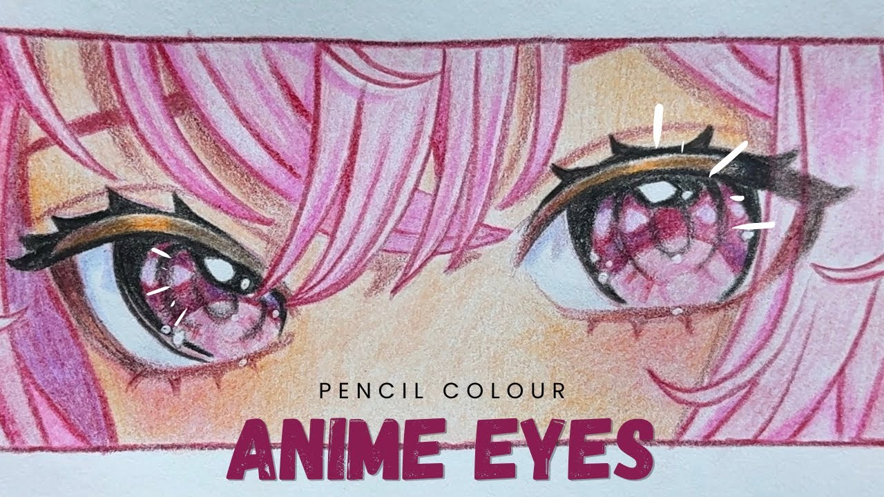 Pink anime eyes | Pencil colouring | Colour pencil drawing | Timelapse drawing 