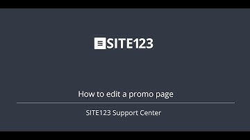 SITE123 - How to edit a promo page