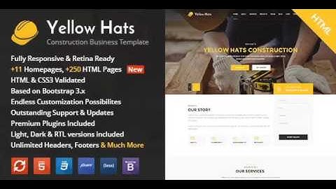 Yellow Hats - Construction, Building & Renovation HTML Template | Themeforest Website Templates and