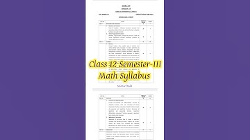 Class 12 Semester 3 Math Syllabus/Class 12 3rd Semester Math Syllabus and Marks